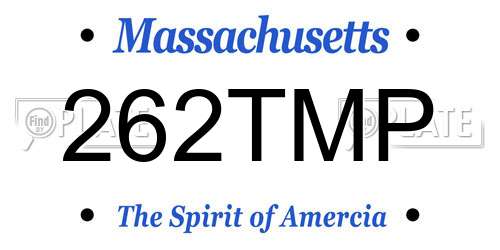 262TMP Massachusetts License Plate