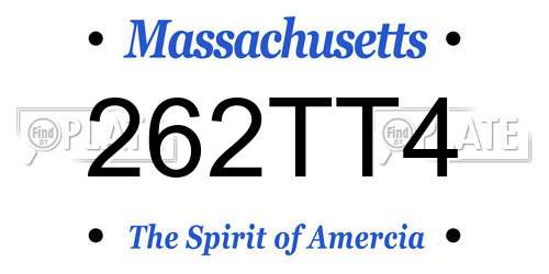 262TT4 Massachusetts License Plate
