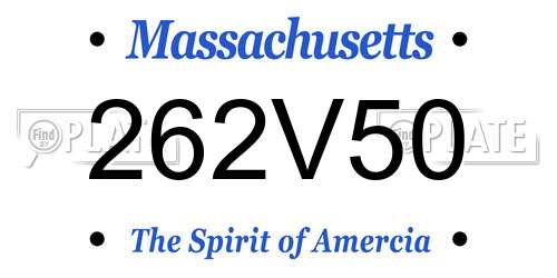 262V50 Massachusetts License Plate