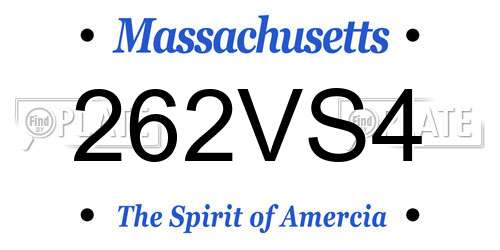 262VS4 Massachusetts License Plate