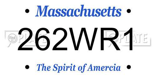 262WR1 Massachusetts License Plate