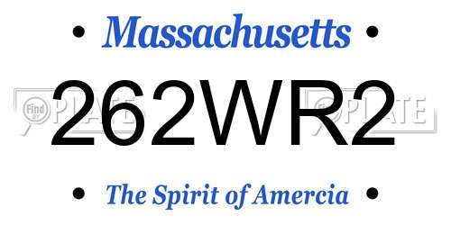 262WR2 Massachusetts License Plate