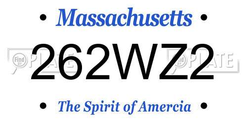 262WZ2 Massachusetts License Plate