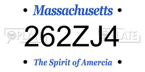 262ZJ4 Massachusetts License Plate