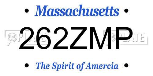 262ZMP Massachusetts License Plate