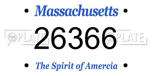 26366 Massachusetts License Plate