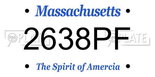 2638PF Massachusetts License Plate