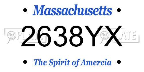 2638YX Massachusetts License Plate