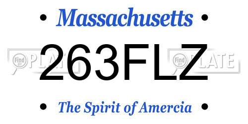 263FLZ Massachusetts License Plate