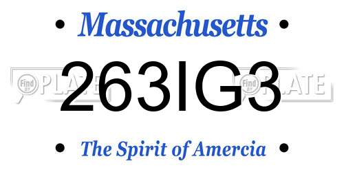 263IG3 Massachusetts License Plate