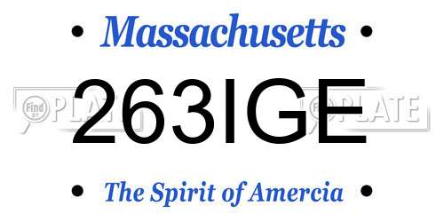 263IGE Massachusetts License Plate
