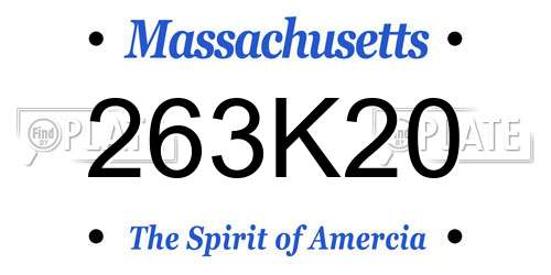 263K20 Massachusetts License Plate
