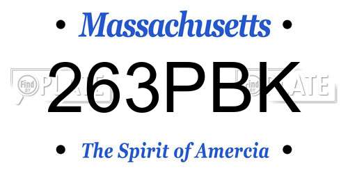 263PBK Massachusetts License Plate