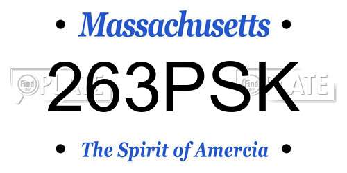 263PSK Massachusetts License Plate