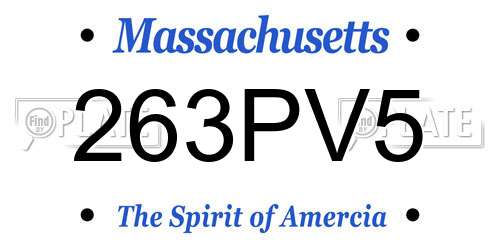 263PV5 Massachusetts License Plate