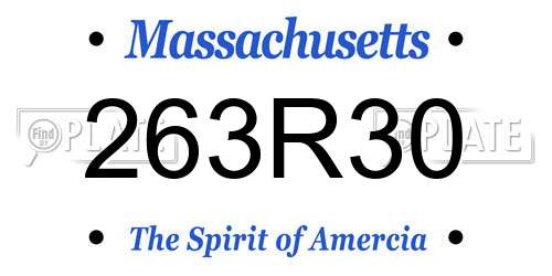 263R30 Massachusetts License Plate