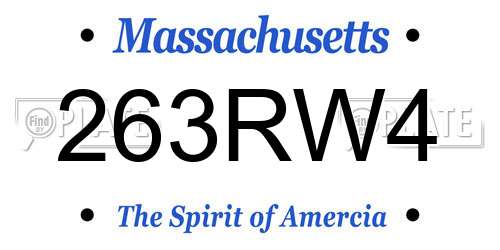 263RW4 Massachusetts License Plate