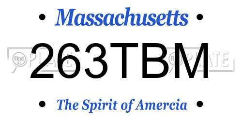 263TBM Massachusetts License Plate