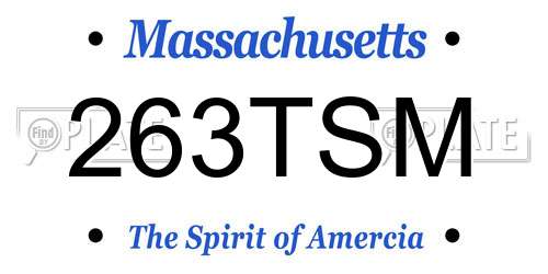 263TSM Massachusetts License Plate