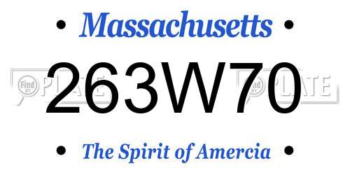 263W70 Massachusetts License Plate