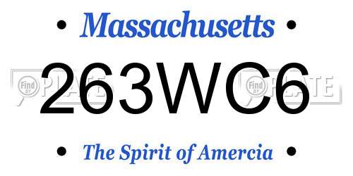 263WC6 Massachusetts License Plate