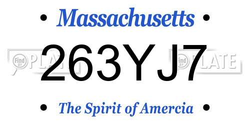 263YJ7 Massachusetts License Plate