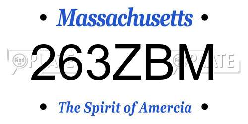 263ZBM Massachusetts License Plate