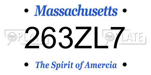 263ZL7 Massachusetts License Plate