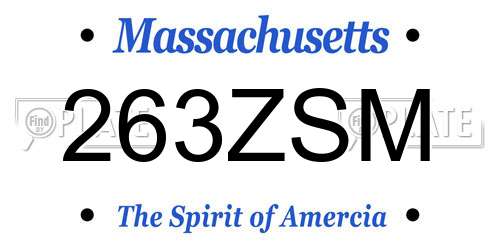 263ZSM Massachusetts License Plate