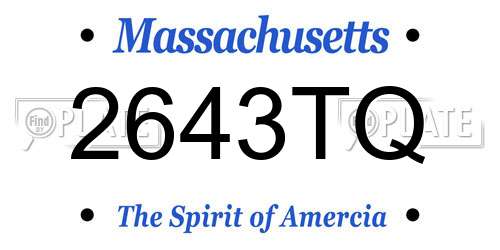 2643TQ Massachusetts License Plate