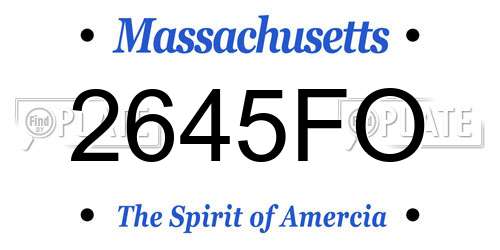 2645FO Massachusetts License Plate