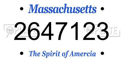 2647123 Massachusetts License Plate