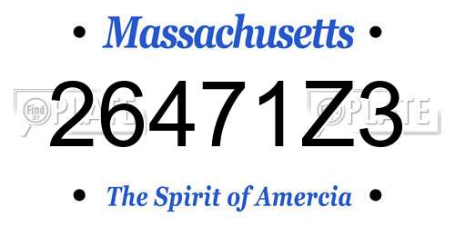 26471Z3 Massachusetts License Plate