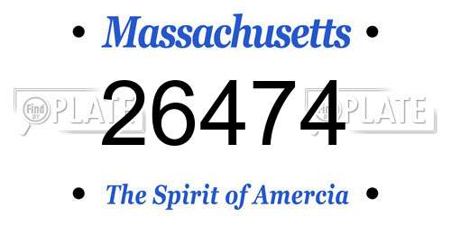 26474 Massachusetts License Plate