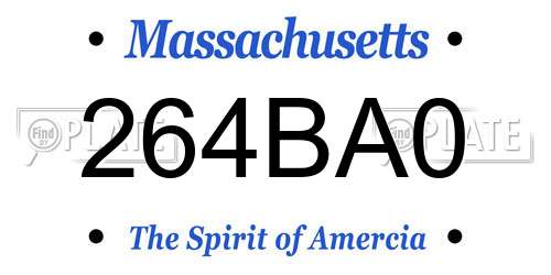 264BA0 Massachusetts License Plate