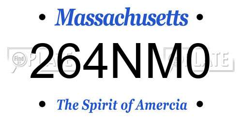 264NM0 Massachusetts License Plate