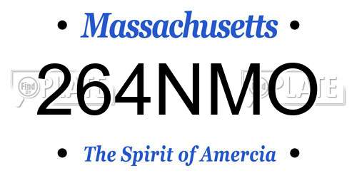 264NMO Massachusetts License Plate