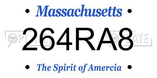 264RA8 Massachusetts License Plate