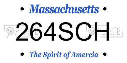 264SCH Massachusetts License Plate