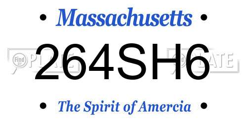 264SH6 Massachusetts License Plate