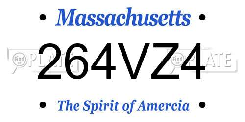 264VZ4 Massachusetts License Plate