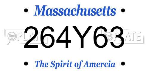 264Y63 Massachusetts License Plate