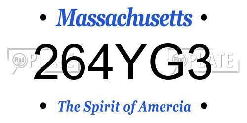 264YG3 Massachusetts License Plate