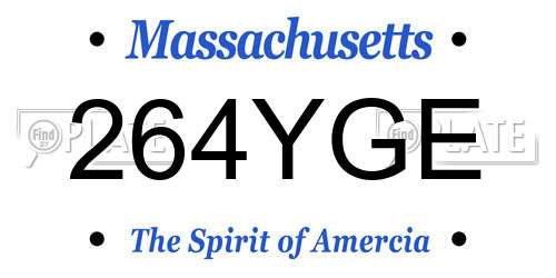 264YGE Massachusetts License Plate