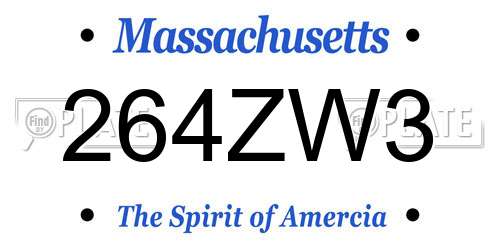 264ZW3 Massachusetts License Plate