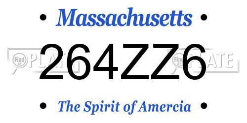 264ZZ6 Massachusetts License Plate