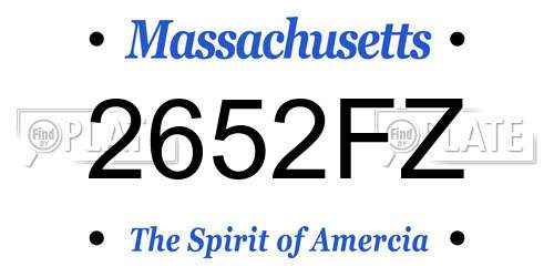2652FZ Massachusetts License Plate
