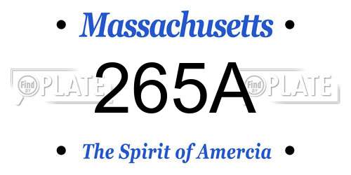 265A Massachusetts License Plate