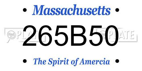265B50 Massachusetts License Plate
