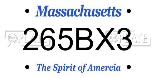 265BX3 Massachusetts License Plate